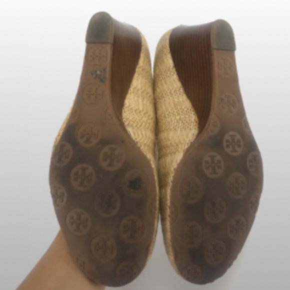 Tory Burch Straw Linen Wedges 7.5M - Picture 5 of 8